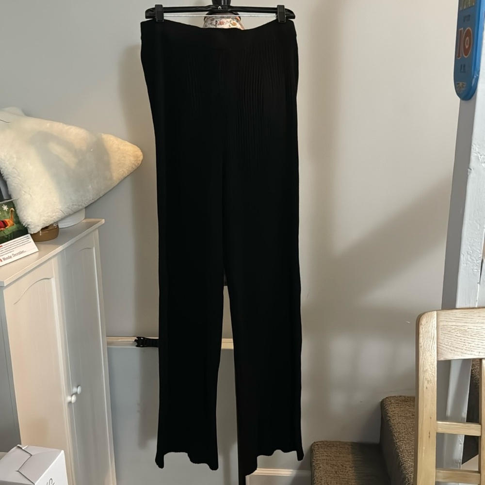 🆕NWT H&M Knit Sweater High waist Black Wool blend pants SZ Large/washable